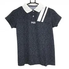 【新品】PGGパーリーゲイツ 半袖ポロシャツ ネイビー×白 総柄 ロゴプリント レディース 0(S) ゴルフウェア PEARLY GATES