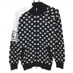 【超美品】パーリーゲイツ ニットジャケット ネイビー×白 花柄  レディース 2(L) ゴルフウェア 2023年モデル PEARLY GATES