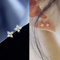 ピアス レディース 18金 仕上げ 花 小さめ ゴールド スワロフスキー ジルコニア採用 アレルギー対応 ポイント消化 大人 可愛い