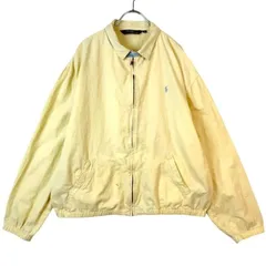 00s90sUSA製ポロバイラルフローレンPolo by ralph laurenスイングトップジャケットブルゾンポニーロゴ刺繍ワンポイント襟チェック黄色イエロー水色ライトブルーゆるダボvintageヴィンテージ50514