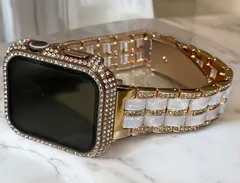 アップルウォッチ ステンレスベルト キラキラ カバー ケース メンズ レディース 38 40 41 42 44 45 Apple Watch 　ローズ