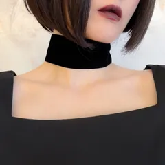 黒：幅広ベルベットリボンのチョーカー　SV029BK