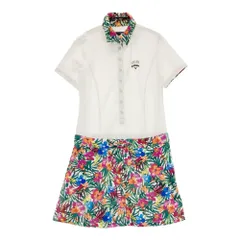 サイズ：M CALLAWAY キャロウェイ  裏地付半袖 ポロワンピース 花柄 ホワイト系 [240101386891] ゴルフウェア レディース ストスト