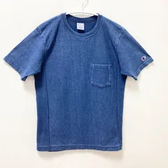 古着　Champion　チャンピオン　REVERSE WEAVE　リバース ウィーブ　HEAVY WEIGHT　ヘビーウェイト　半袖Tシャツ　ユニセックス　Mサイズ　クルーネック　コットン　ブルー　青