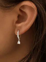 ジュエリー レディース イヤーアクセサリー キュービックジルコニア装飾シルバードロップイヤリング