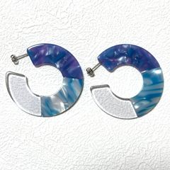 ピアス ブルー 海 波風 フープ型【421】