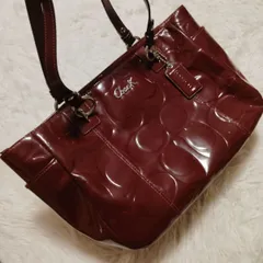 COACH コーチ　ショルダーバッグ　トートバッグ　エナメル　ボルドー