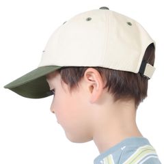 【新品・未使用】安全ストッパー付き あご紐 綿 コットン バイカラーキャップ 遮光100％ 深め 接触冷感 こだわり 紫外線対策 帽子 uvカット キャップ サイズ調整 キッズ CAP ルーアンドシー ユニセックス [Ｌｏｏ＆ｃ] 男女兼用