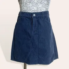 ❤️人気 スピックアンドスパン SPICK AND SPAN ブルー コーデュロイ リメイク風 腰履き ミニ 台形スカート 40・L レディース 2290