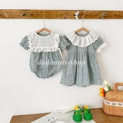 ベビー服 キッズ服 姉妹コーデ 姉妹リンク ペアルック ロンパース ワンピース ドレス キッズ ベビー 姉妹 コーデ お揃い おそろい コーデセ