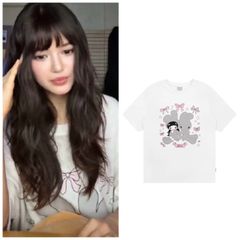 【 NEW JEANS ダニエル 】韓国 半袖tシャツ オーバーサイズ  WHITE 白 リボン うさぎ ラヴィット レトロ 女の子 ガーリー newjeans ハニ ニュジ 着用 KPOP Danielle バレエコア