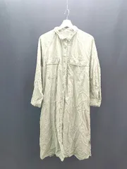 ◇ SM2 サマンサモスモス サイドスリット フロントボタン シンプル 長袖 ロング ワンピース サイズF グリーン レディース E  【1308160051597】