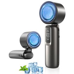 即納：【2025革新型・-20℃瞬間冷却・猛暑退散】EIING 携帯扇風機 ハンディファン 急速冷却プレート付 超高速 強力送風 ミニファン 3WAY 首掛け/卓上/手持ち扇風機 小型 折り畳み 100段階風量調節 LEDディスプレイ搭載 5000ｍAh大 1