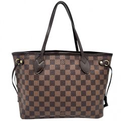 ルイヴィトン トートバッグ レディース ダミエ ネヴァーフルPM ハンドバッグ 肩掛け 通勤 鞄 かばん LOUIS VUITTON N51109 ブラウン 茶 レッド 赤 ゴールド金具【中古品】
