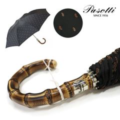 Pasotti 雨傘 折りたたみ傘 ペイズリー ブラック バンブー ハンドル 高級傘 ジャンプ傘 頑丈 大きめサイズ イタリア製 ハンドメイド オシャレ シンプル メンズ レディース ギフト プレゼント PS03