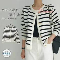 カーディガン レディース ニット ノー秋 春 ツイード調 アウター ボーダー柄 カーデ ボーダー ニット コート セーター ニットカーディガン ant4y888532