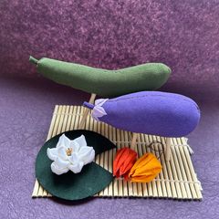 お盆飾り　ちりめん　精霊馬　蓮　ほおずき　新盆　お盆　帰省　ハンドメイド⑨のサムネイル