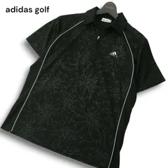 adidas GOLF アディダス ゴルフ 春夏★ 花柄 フラワー 切替 半袖 ポロシャツ Sz.L/G 黒 日本製