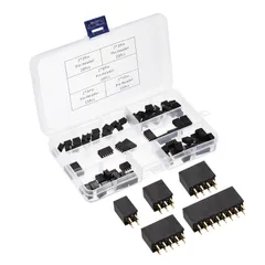 uxcell ピンヘッダー 2列 4P 6P 8P 10P 16P 2.54 mmピッチ ボックスパック付き プロトタイプ用 セットあたり80個