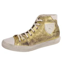 サンローラン パリ SAINT LAURENT PARIS スニーカー ハイカット Metallic Denim BEDFORD High Top Sneakers ヴィンテージ加工 シューズ レディース 37(24cm相当) ゴールド/ホワイトのサムネイル