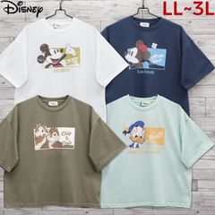 신품 큰 사이즈 레이디스 디즈니 Disney 반소매 T셔츠 티셔츠 반소매 T셔츠 프린트 미키 미니 도널드 칩＆데일 캐릭터 상품 와이드 화이트 화이트 감색 네이비 그린 카키 LL 2 L 3 L