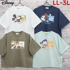 新品 大きいサイズ レディース ディズニー Disney 半袖 Tシャツ ティーシャツ 半袖Tシャツ プリント ミッキー ミニー ドナルド チップ＆デール キャラクター グッズ  ワイド 白 ホワイト 紺 ネイビー グリーン カーキ LL 2L 3L