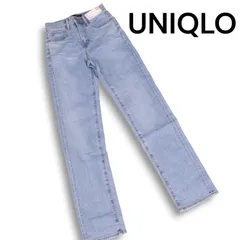 新品 未使用 UNIQLO ユニクロ USED加工 ストレッチ スリム ストレート ハイライズ デニム パンツ ジーンズ Sz.22 レディース
