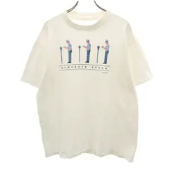 80s ヴィンテージ プリント 半袖 Tシャツ 白 シングルステッチ メンズ 古着