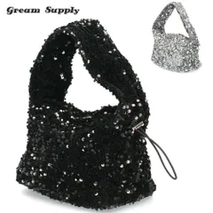 ハンドバッグ レディース スパンコール 黒 ブラック シルバー トートバッグ 鞄 小さめ キラキラ グリームサプライ gream supply 4038 結婚式 上品 大人 きれいめ おしゃれ パーティーのサムネイル