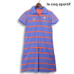 美品★ le coq sportif GOLF ルコック スポルティフ ゴルフ 春夏 ボーダー 半袖 ポロシャツ ワンピース Sz.M レディース