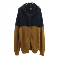 アルマーニエクスチェンジ バイカラー 長袖 ボア ジップパーカー L ブラック×ブラウン ARMANI EXCHANGE フワモコ メンズ