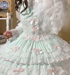 27センチドール用ドレスセット 水色 レース フリル ジェニー momoko