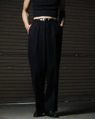 -1980s chalk stripe wide-straight slacks navy 70s 80s vintage チョークストライプ ワイド ストレート スラックス W36 タロンジッパー 濃紺 ネイビー