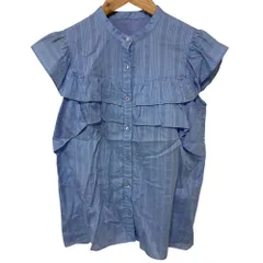 美品 23SS ANAYI アナイ ミネラルダイノースリーブ ブラウス ストライプ柄 フリル シャツ サイズ38 ブルー レディース 古着 中古 USED