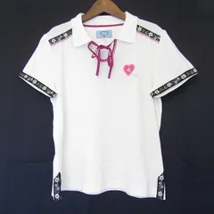 #snc エスカーダ ESCADA ポロシャツ L 白 黒 ラインストーン 刺繍 リボン レディース [769973]のサムネイル