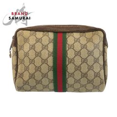 美品 GUCCI グッチ GGロゴ レッド ゴールド レザー/メタル