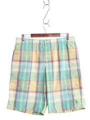 【お得なクーポン配布中!】 00s ポロ ラルフローレン チェック ショートパンツ メンズ L / オールド スイム サーフ ショーツ 水陸両用 コットン ナイロン インナー付き