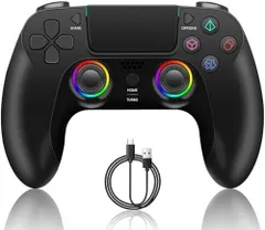 [新品※未使用] PS4コントローラー ワイヤレスコントローラー 無線 遅延なし Turbo連射機能 大容量1000mAhジャイロセンサー機能 重力感応 高耐久ボタン ゲームパット ヘッドフォンジャック付き P4/P3/PC対応