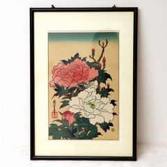 希少！大野麦風 木版画「蜂に芍薬の図」 - メルカリ
