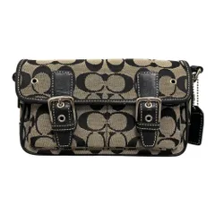 良品 COACH コーチ 6844 シグネチャー ショルダーバッグ ブラック ベージュ レディース 古着 中古 USED