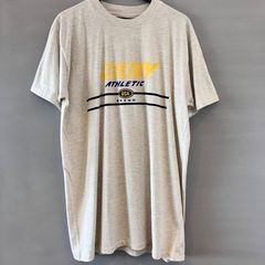 90's DKNY ダナキャラン ロゴTee Tシャツ USA製 デッドストック 半袖 ライトグレー × 生成り ミックスカラー メンズ Lサイズ