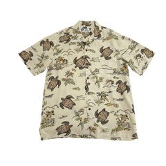 中古 トゥーパームス TWO PALMS アロハシャツ クリーニング済み ホヌ柄 レーヨン メンズ Ｍサイズ