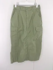 ◇ AMERICAN HOLIC 裾フリンジ カーゴ バックスリット ロング タイト スカート サイズL カーキ レディース E  【1305250027692】