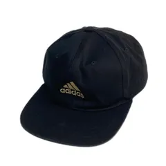 adidas ☆ ゴールド刺繍 ロゴ キャップ スナップバック ブラック 黒 フリー 57-60cm スポーツ ストリート カジュアル アディダス■SHW178
