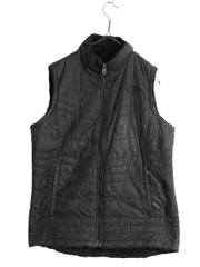 【お得なクーポン配布中!】 US企画 ノースフェイス リバーシブル ベスト レディース M The North Face アウトドア 毛長 フリース 中綿 ナイロン 前開き フルジップ 黒
