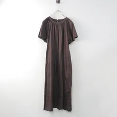 【値下げ】2024年 エムズグレイシー M'S GRACY グログラン コサージュ付 ギャザー 半袖 カットソー ワンピース 38/濃ブラウン【2400014137392】のサムネイル