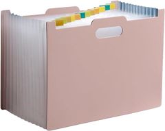 ENN LLC 自立型ファイルボックス A4サイズ 13ポケット 書類整理ケース( ピンク)