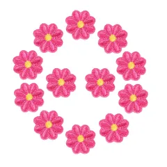 WATASHINO ワッペン アイロン アップリケ 花 2cm 12枚セット 女の子 子供 小さい 刺繍 かわいい (ローズピンク) [ローズピンク]