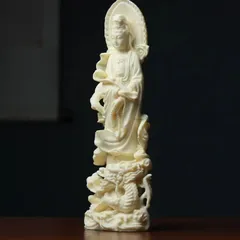 セール✨仏像美術品　白楠木彫り　H58cm　大型龍上滴水観音様の立像　開運縁起物 セール✨仏像美術品 白楠木彫り H58cm 大型龍上滴水観音様の