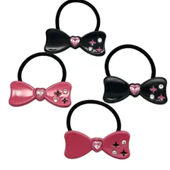 ヘアゴム キッズ リボン ビーズ ハート 同色2個 キラキラ ヘアアクセサリー ハンドメイド h-1462